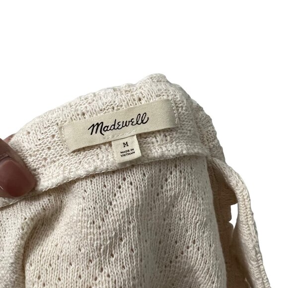 Madewell Womens Cream Ruffle Top Textured Knit Cotton Tank Top Size Medium - Picture 4 of 6